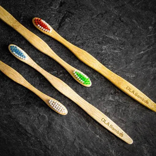 Load image into Gallery viewer, OLA Bamboo Pack of 4 toothbrushes (FLEXIBLE)
