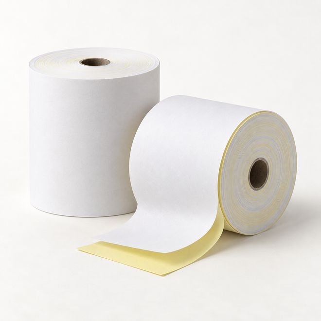 Papier bond 2 copies 3 po × 90 pi — boîte de 50 rouleaux