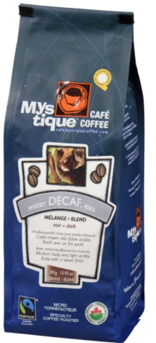 Mystique Café, Café en grains Decaf Eau (6 x 395g)