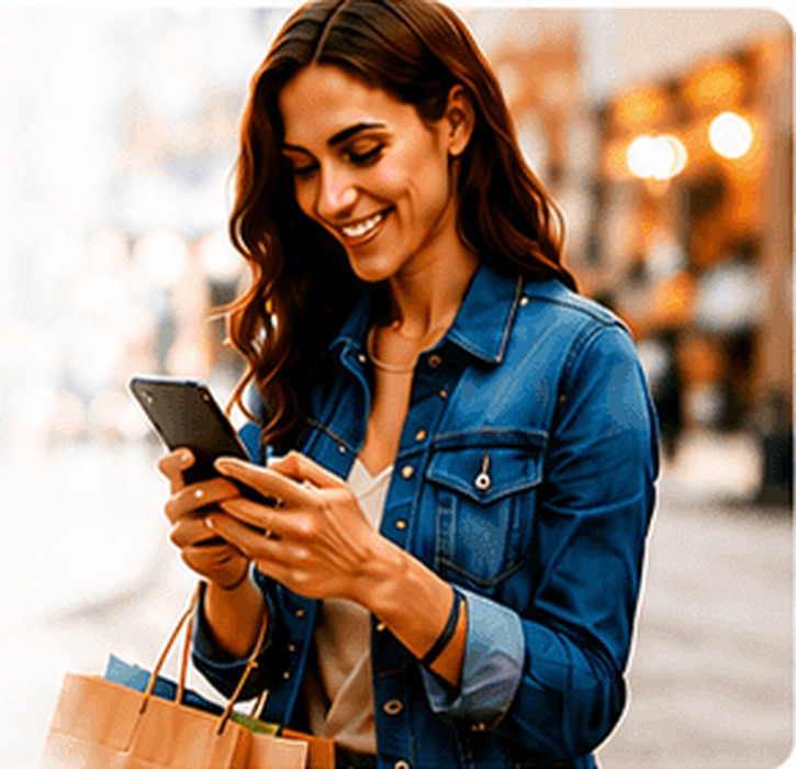 Une membre Buyonik utilise son téléphone